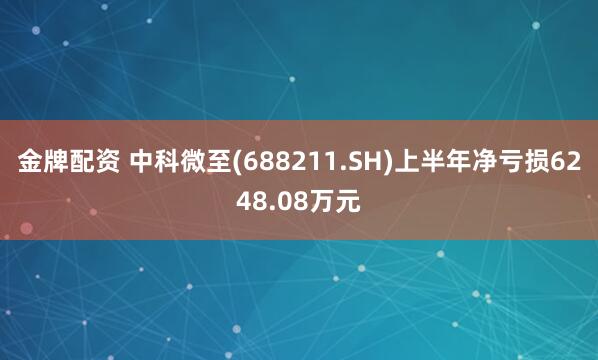 金牌配资 中科微至(688211.SH)上半年净亏损6248.08万元