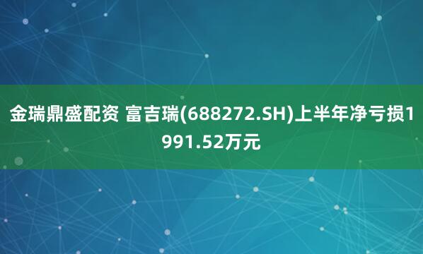 金瑞鼎盛配资 富吉瑞(688272.SH)上半年净亏损1991.52万元